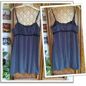 Vintage Polka-Dot Babydoll Spaghetti Strap Bubble Dress - Size S